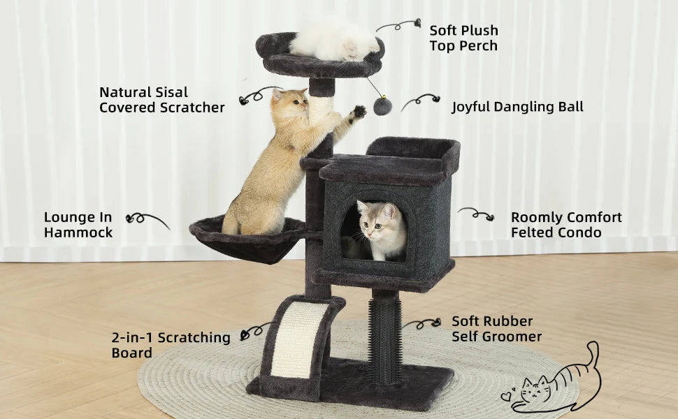 Ljustra Cat Climbing Frame Multi-Level Cat Tower with Scratching Post
