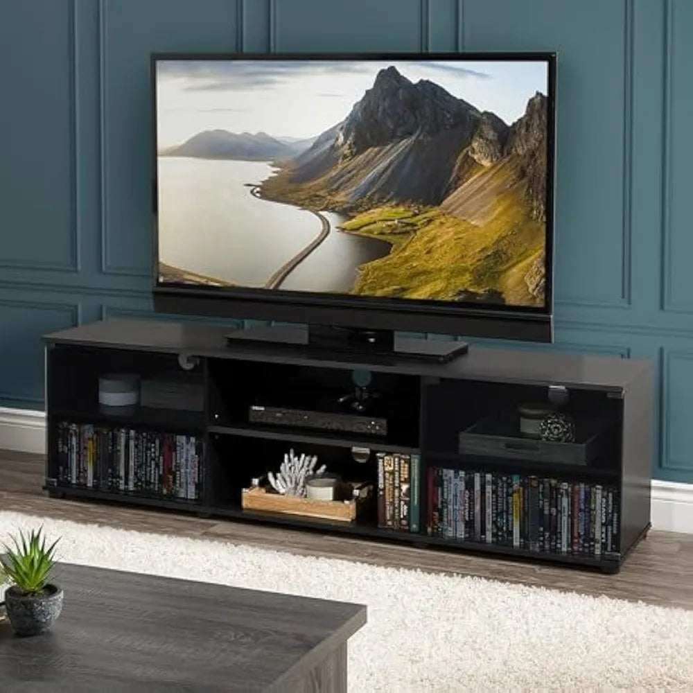 Fiji Black Engineered Wood TV Stand for TVs up to 85 Inches