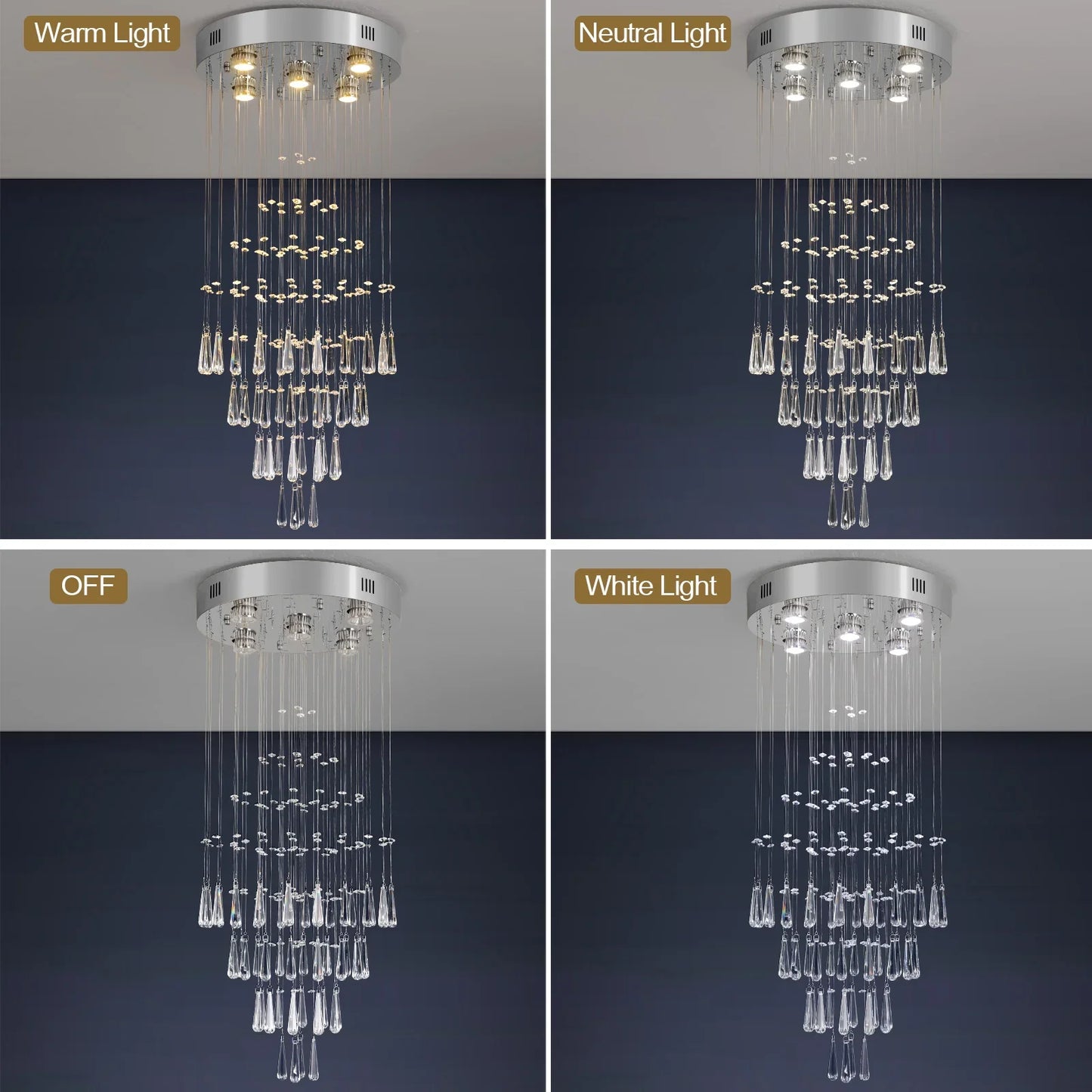 Raindrop LED Crystal Pendant Light Modern Chandelier Ceiling Lamp