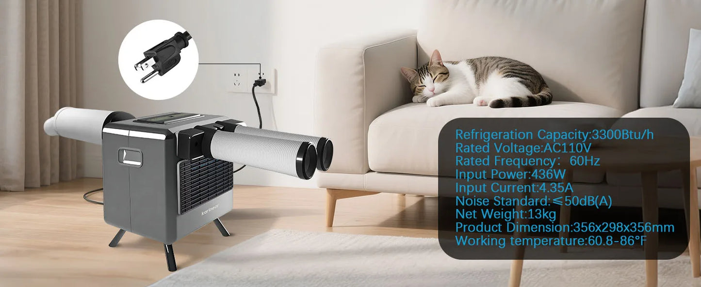 Portable Air Conditioner Camping 3300BTU Fast Cooling 60°F Tent RV