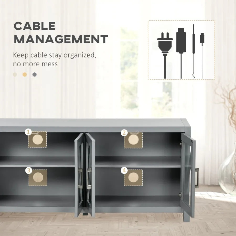 Ljustra TV Cabinet Stand for TVs up to 58" Adjustable Shelves Glass Doors