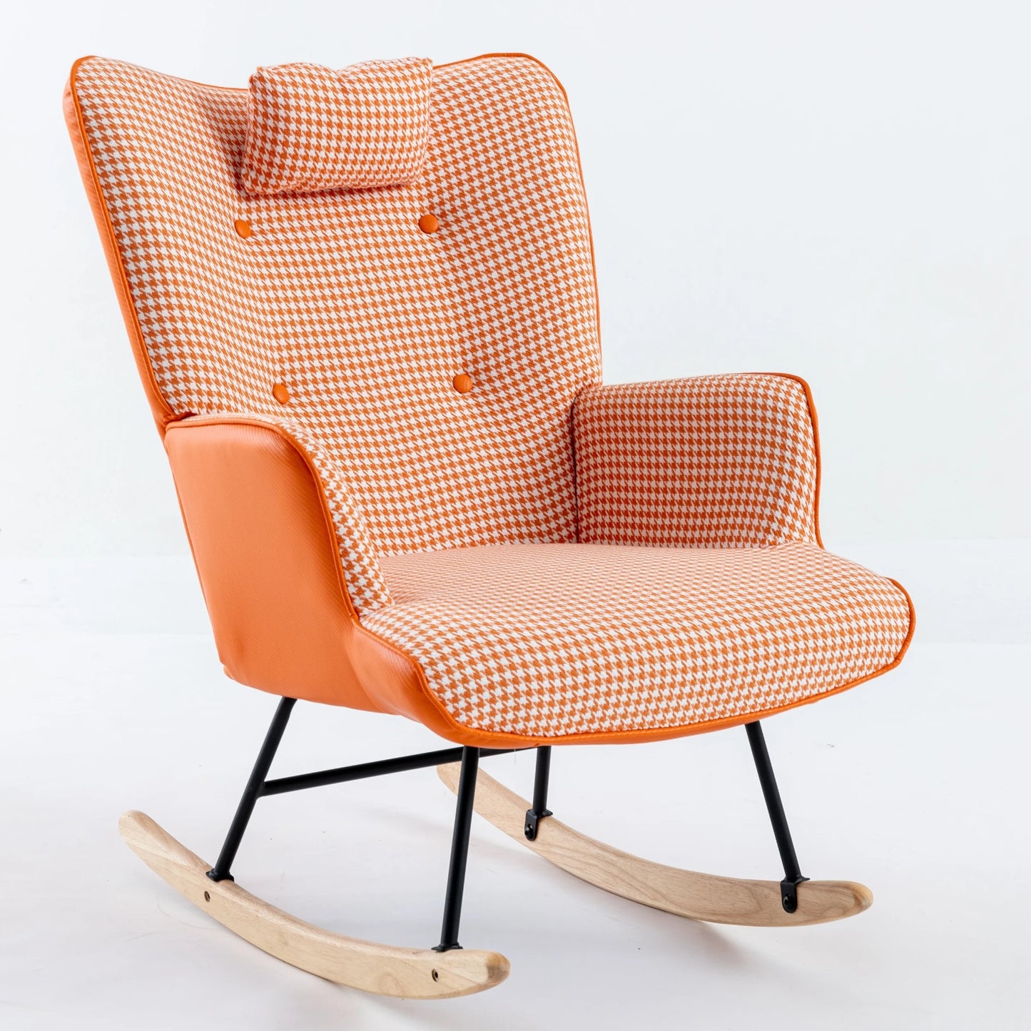 Modern Nursery Rocking Chair Upholstered Glider High Backrest Armchair