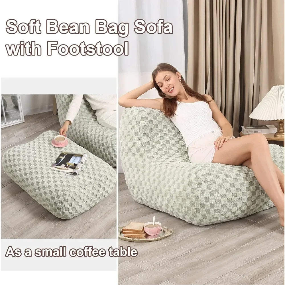 Ljustra Bean Bag Sofa Chair with Footstool Modern Floor Seating