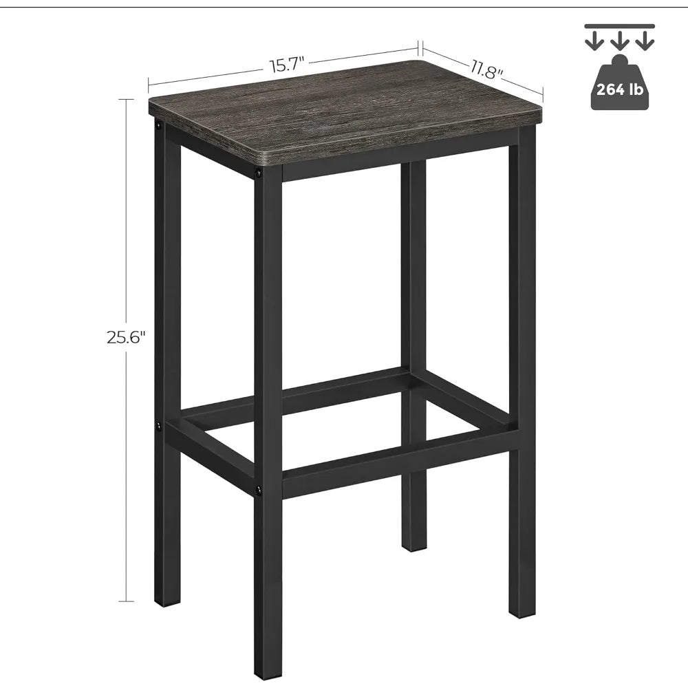 Bar Stools Set of 2 Industrial Kitchen Breakfast Chairs Footrest