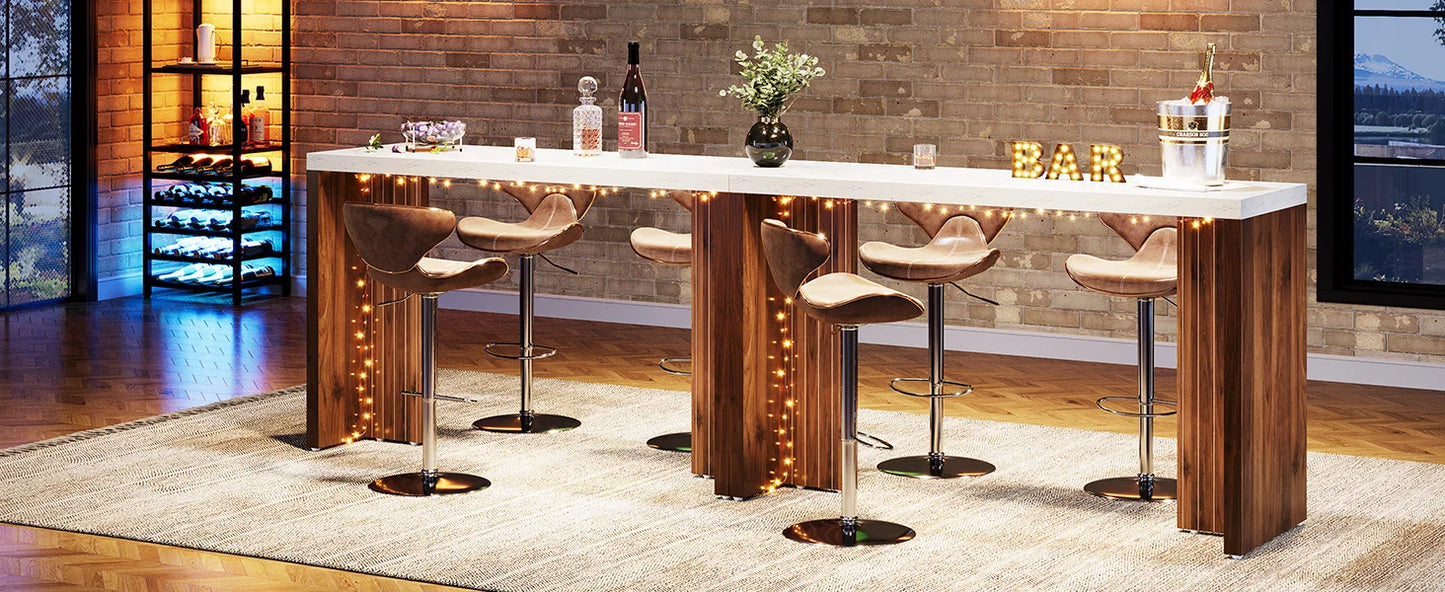 Tribesigns 55 Inch Bar Table Modern Mini Bar with Faux Marble Top