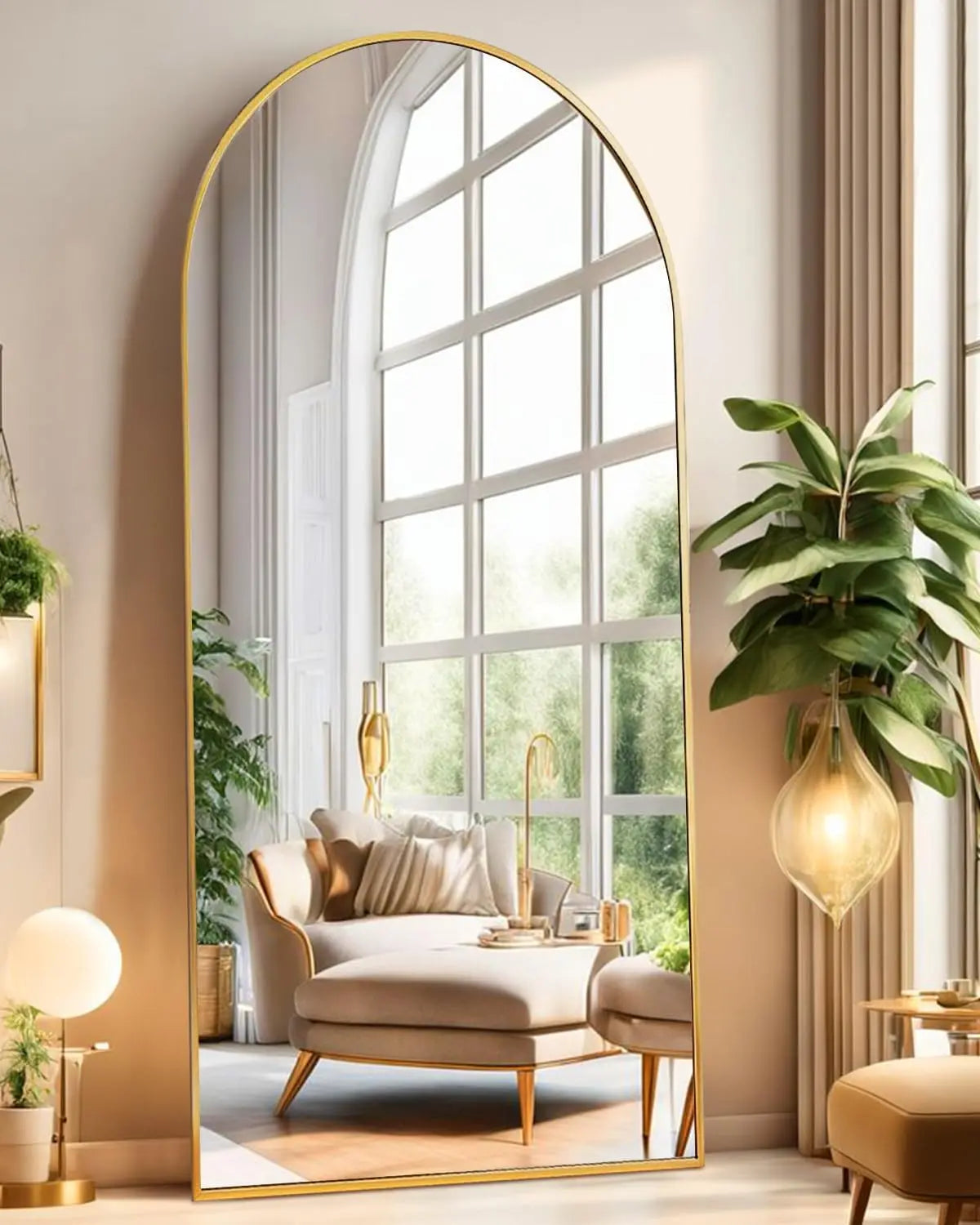 Full Length Floor Mirror with Stand 18x58 Large Wall Mirror Gold