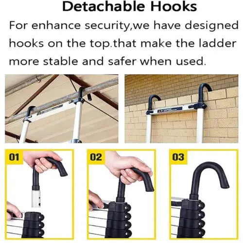 6.2M Heavy Duty Telescopic Ladder Indoor Outdoor Multi-Purpose Use