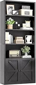 71.5 Inch Tall Bookshelf 6 Tier Wooden Bookcase Office Storage Cabinet