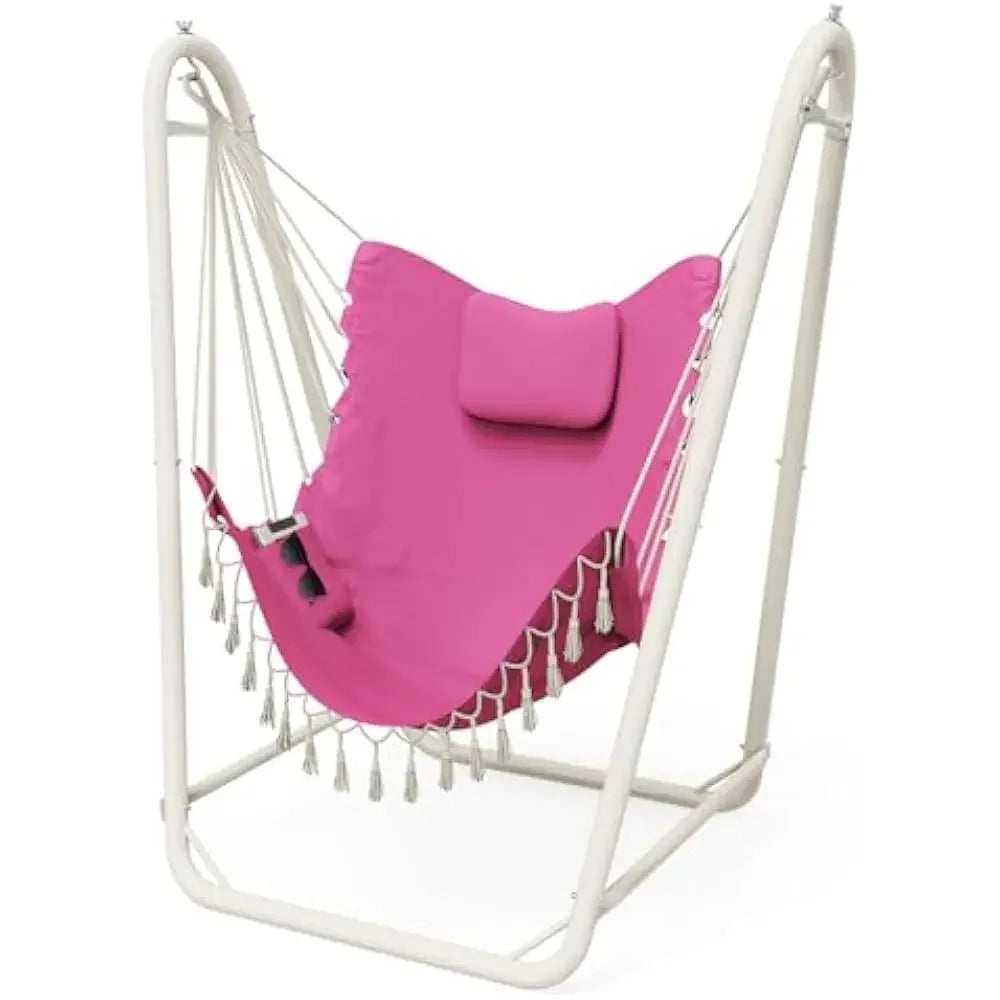 Unique U-Shaped Hammock Chair with Stand Sturdy Rust-Resistant Patio Swing