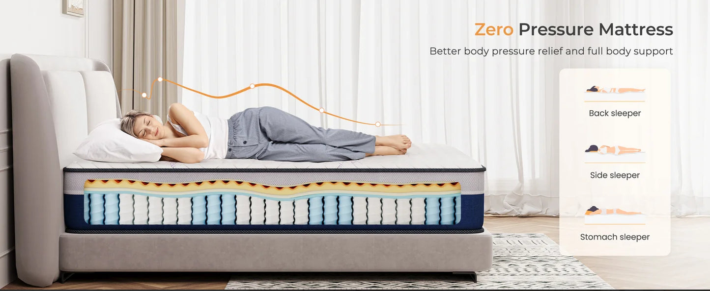 Ljustra 10 Inch Medium Firm Hybrid Mattress Bed in a Box Memory Foam