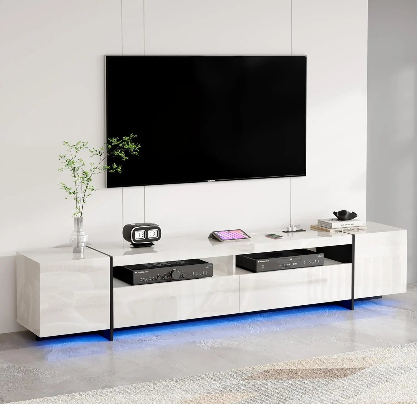 Ljustra 94.5" Modern TV Stand for Up to 100" TV with LED Lights