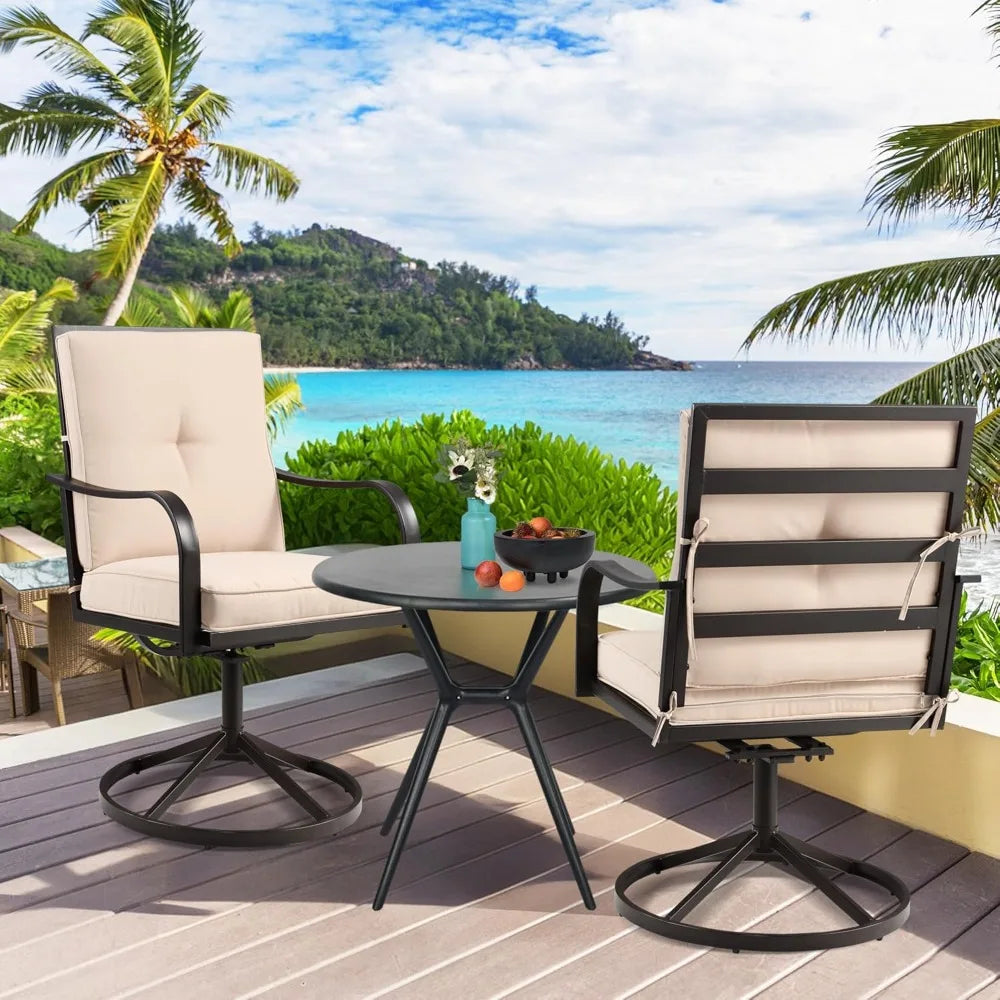 Heavy Duty Patio Swivel Chair Set of 2 Outdoor Dining Chairs