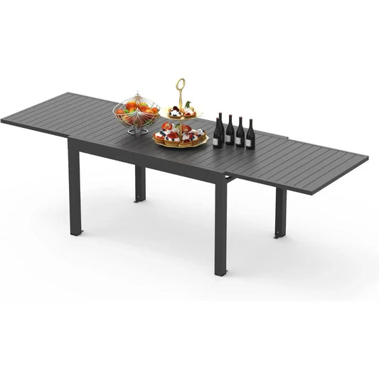 Expandable Metal Aluminum Outdoor Table for Porch Lawn Garden Bar