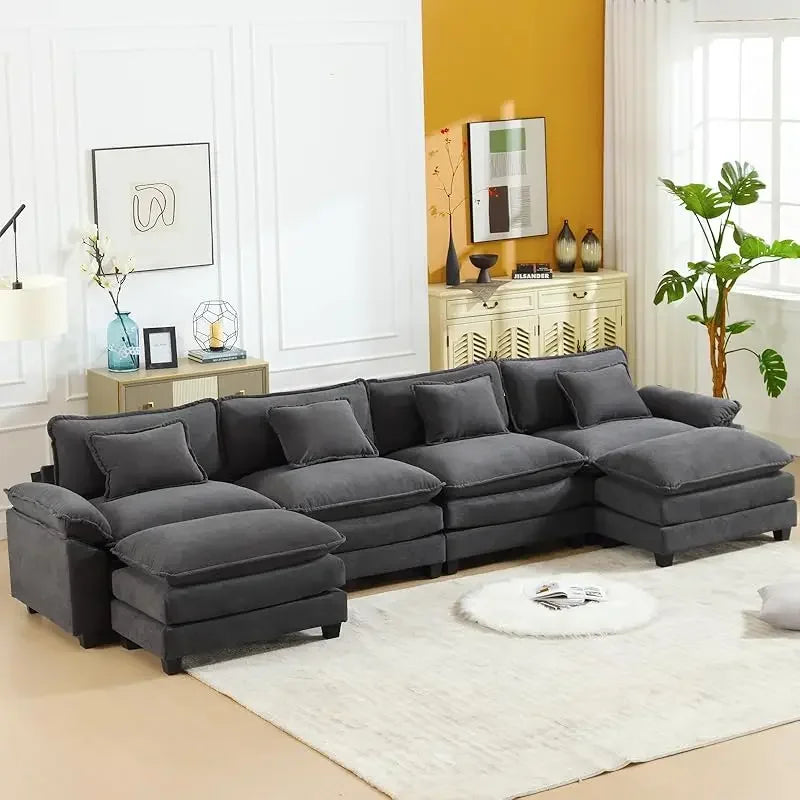 Ljustra Comfy Cloud Sectional Sofa with Pillows for Living Room