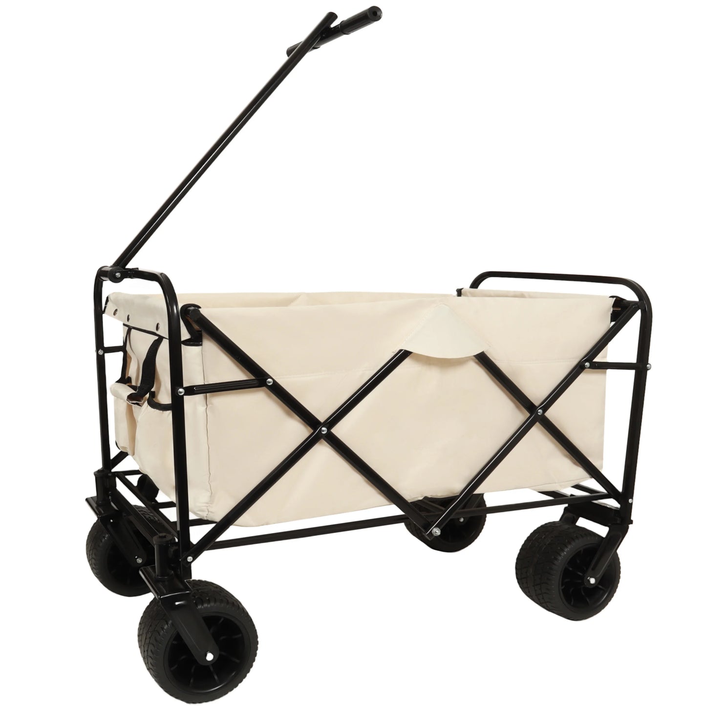 Heavy-Duty Folding Wagon All-Terrain Garden Cart 360° Rotating Wheels