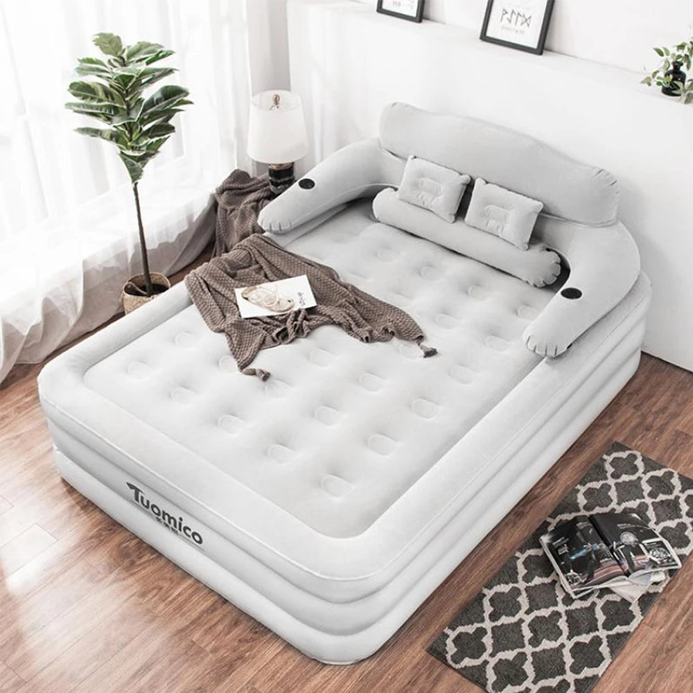 Ljustra Camping Air Bed with Backrest Inflatable Mattress 2 Persons