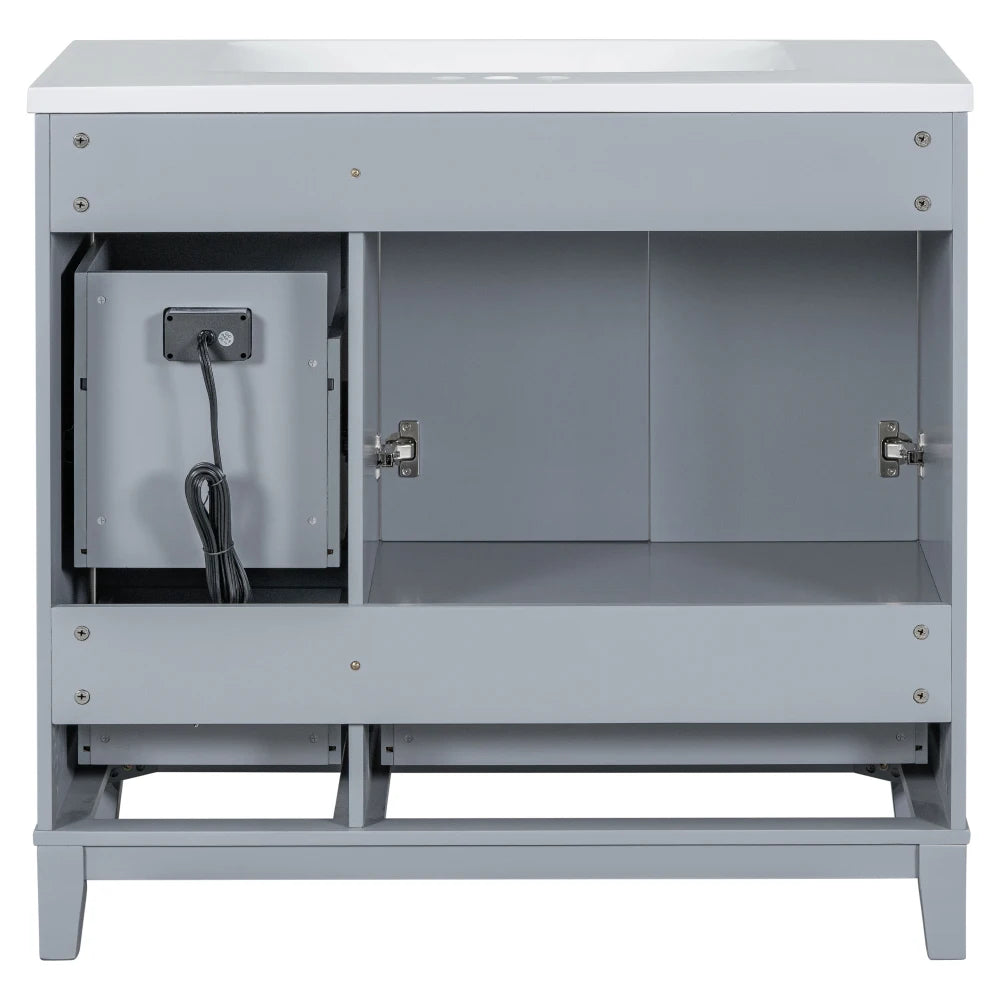 36 Inch Modern Bathroom Vanity with USB Charging and Ample Storage
