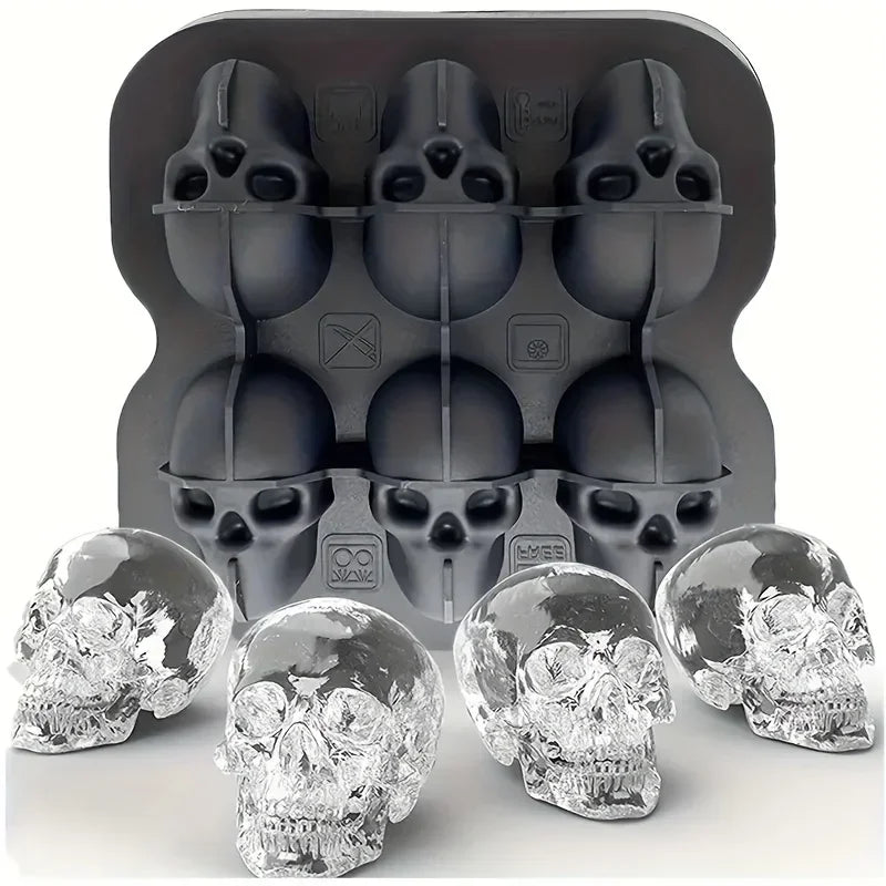 3D Skull Ice Cube Tray Silicone Mold for Whiskey Party Drinks