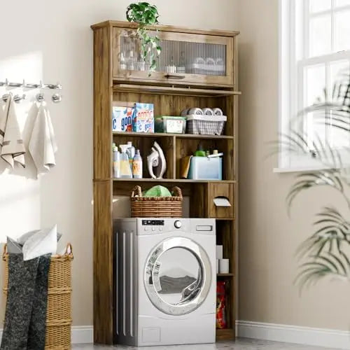 Vabches Over the Toilet Storage Cabinet Bathroom Organizer Wooden Rack