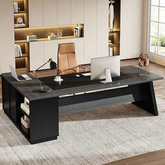 Large L-Shaped Executive Desk with Storage Modern Office Furniture