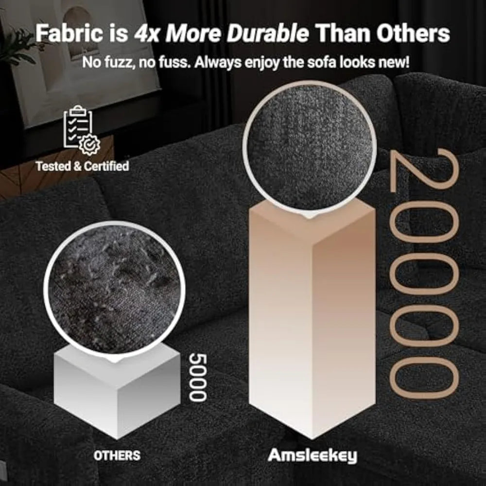 Modern U Shaped Sleeper Sofa Bed 8 Storages Sectional Couch 7 Seater