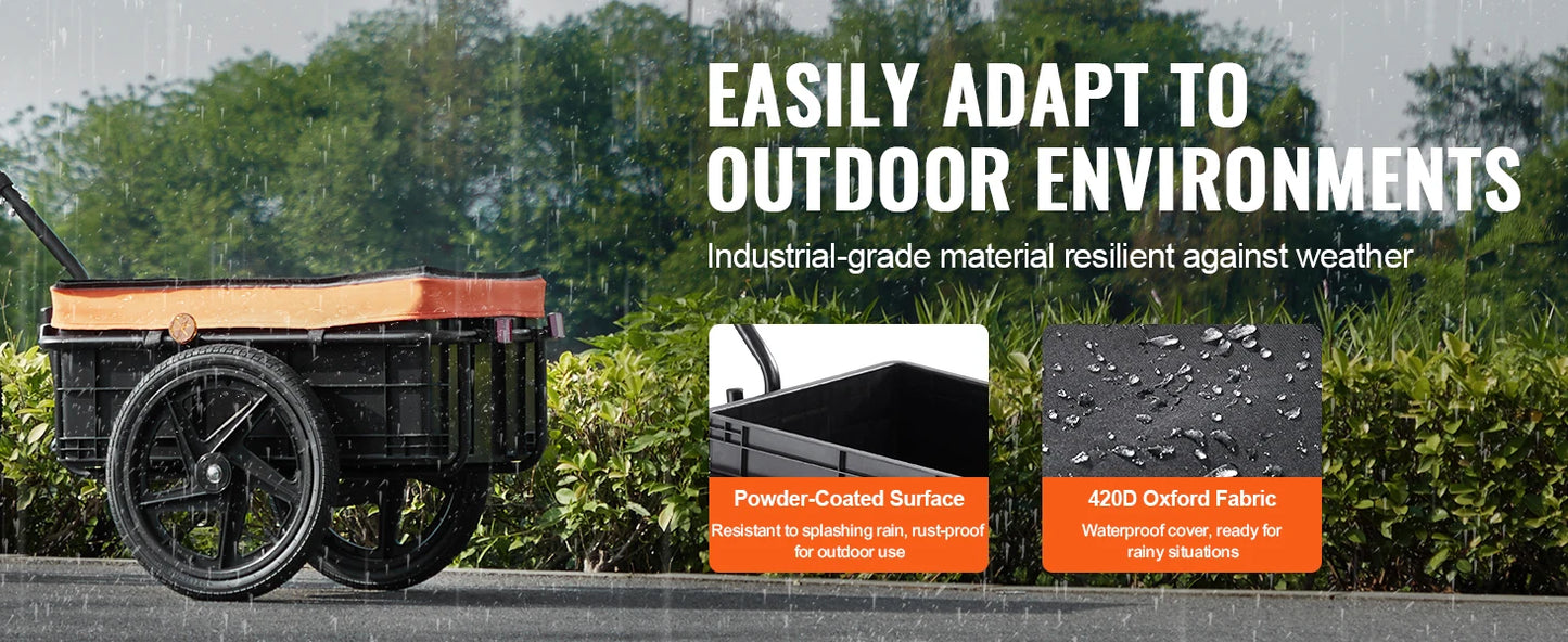 Ljustra 88Lbs Bike Cargo Trailer Foldable Bicycle Wagon with 16" Wheels