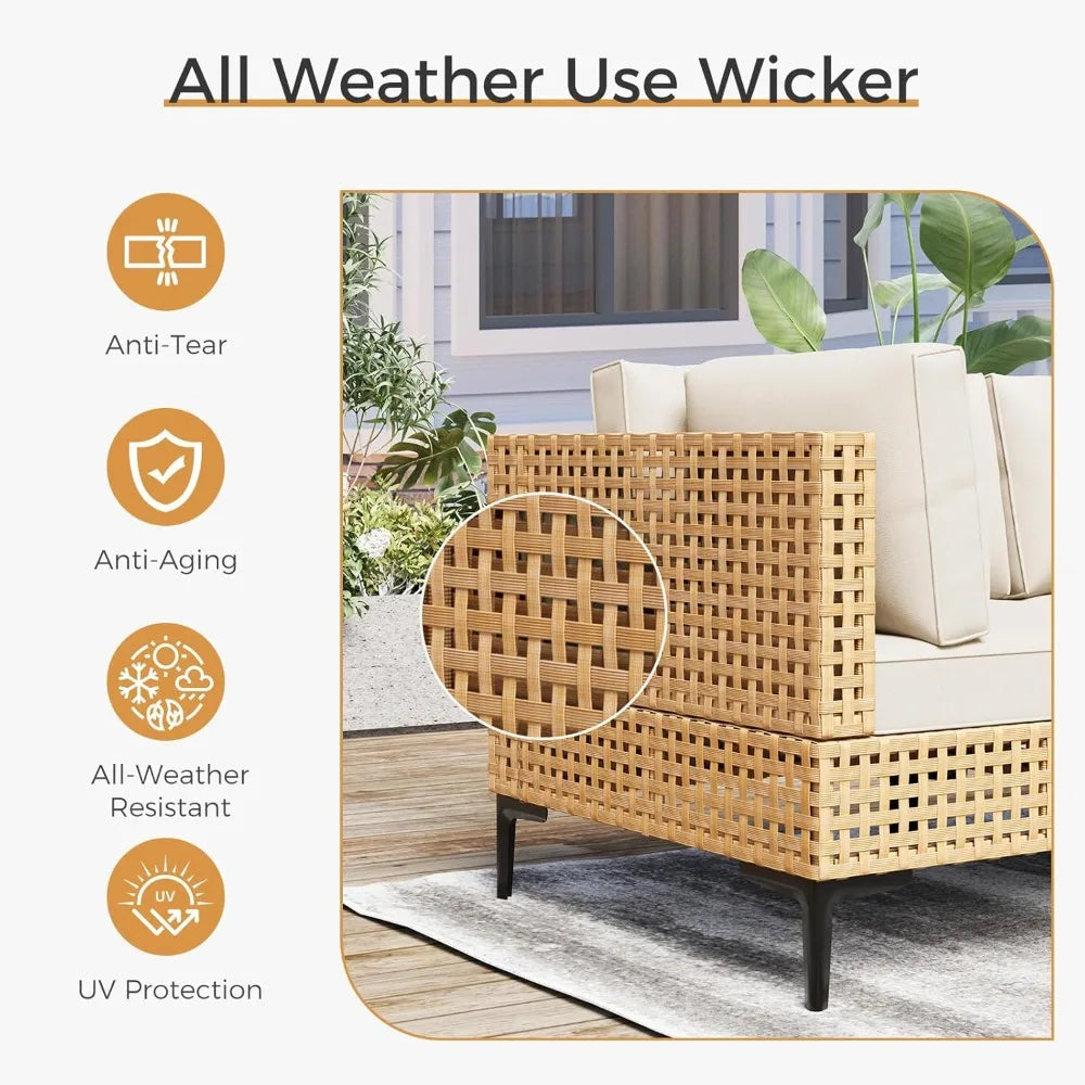 7-Piece Wicker Outdoor Patio Furniture Set with Coffee Table Sectional
