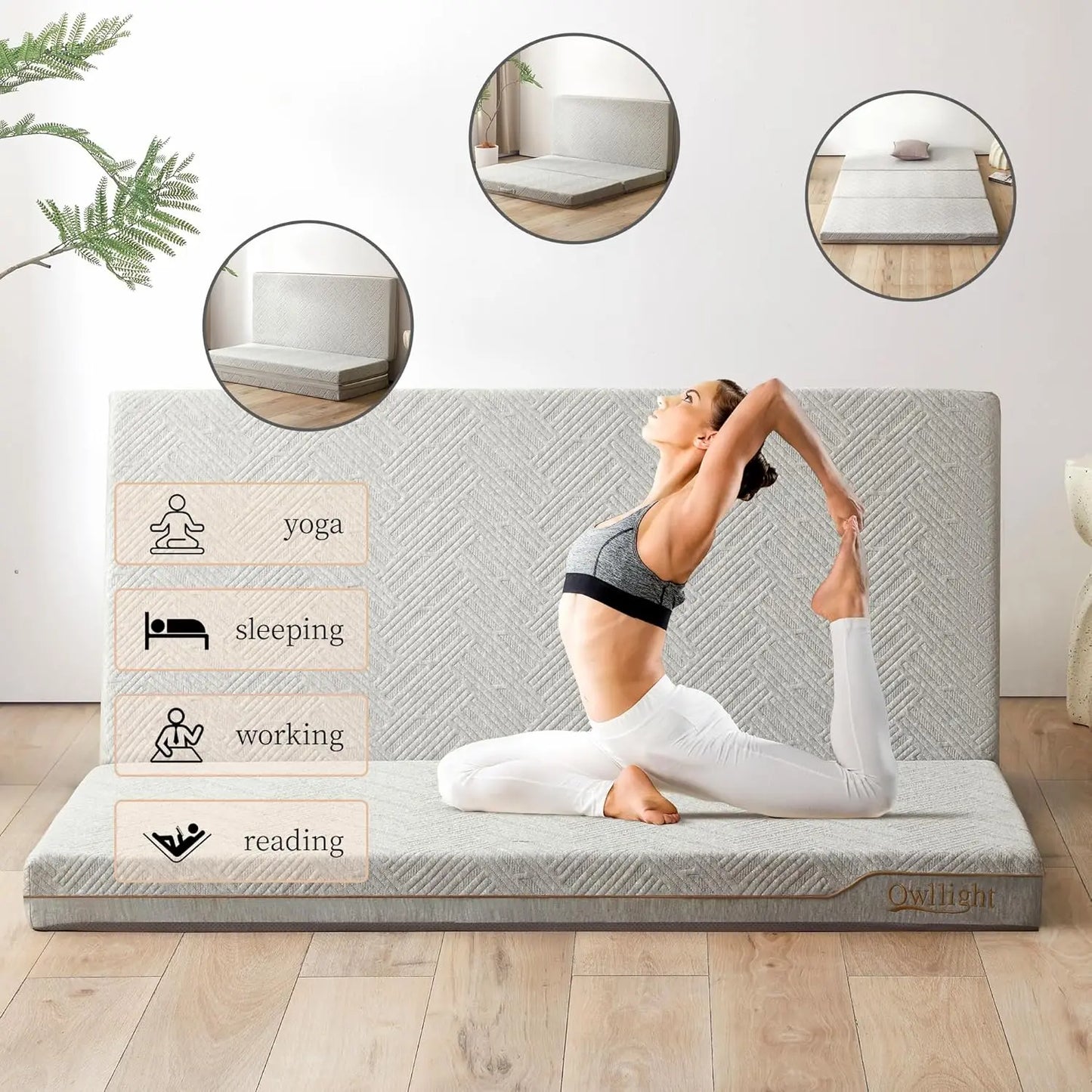 Ljustra Tri-Fold Mattress 4" Memory Foam Foldable Twin Size Portable