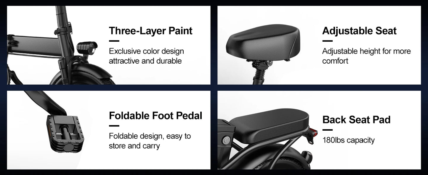 Ljustra F6PRO Electric Bike Commuter 40Miles Range 48V15AH Folding E-bike