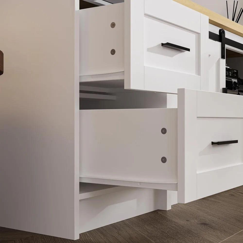 Farmhouse TV Stand for 100 Inch TV Entertainment Center with Storage