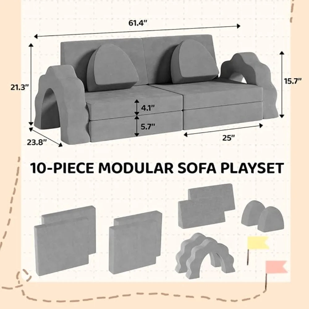 Modular Kids Play Couch Convertible Foam Sofa for Playroom