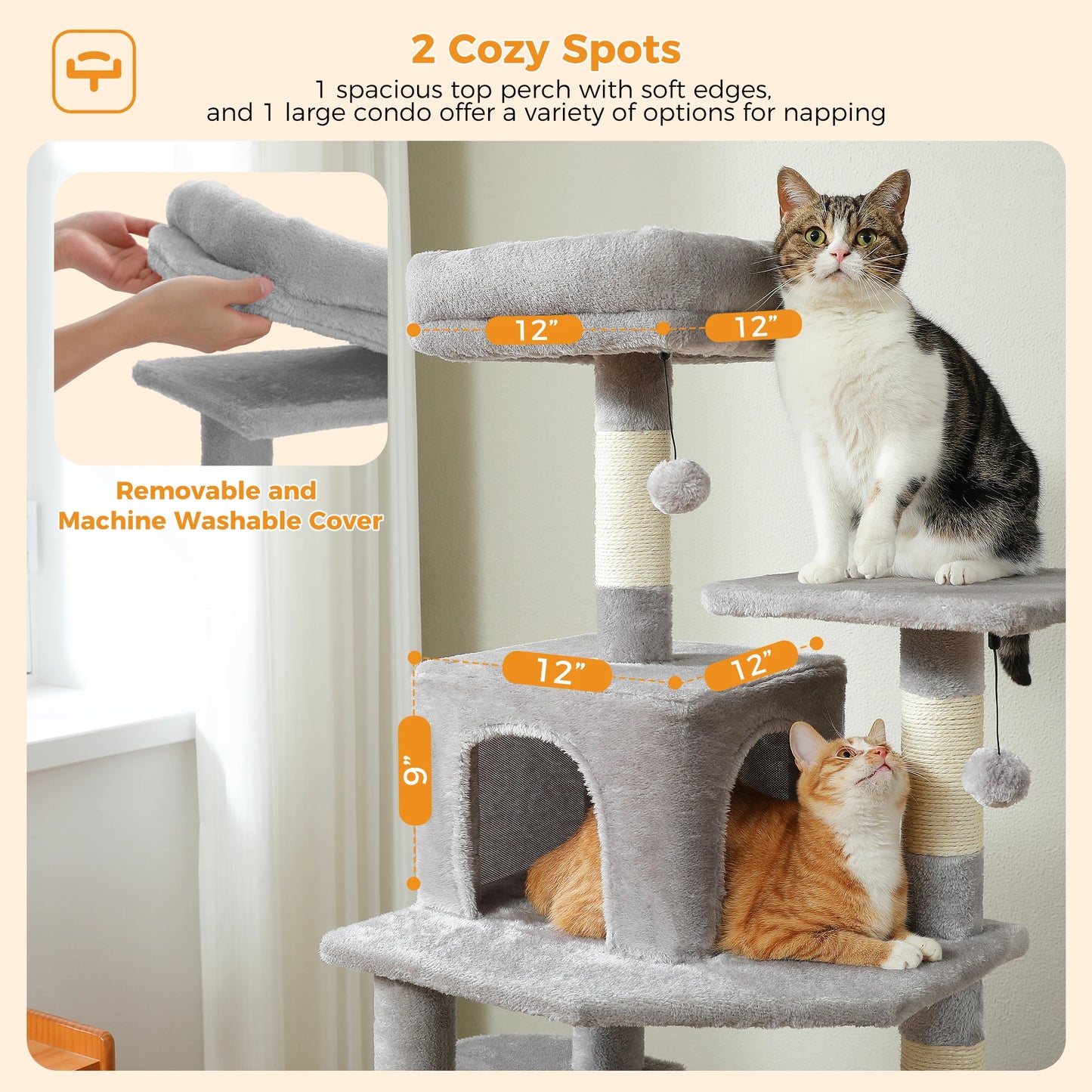 Large Cat Tree Tower Indoor Cats Scratching Posts Hammock Condo Toys