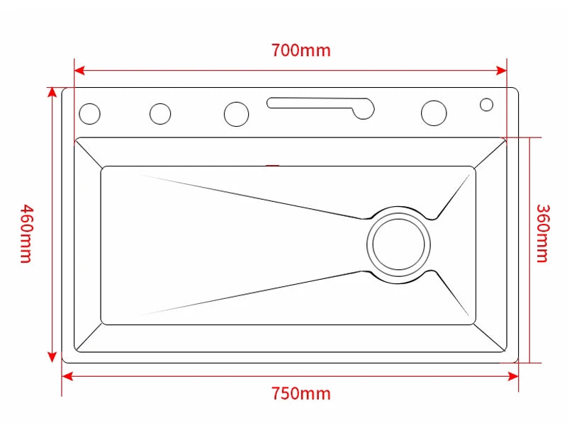 Large Stainless Steel Kitchen Sink with Waterfall Faucet and Display