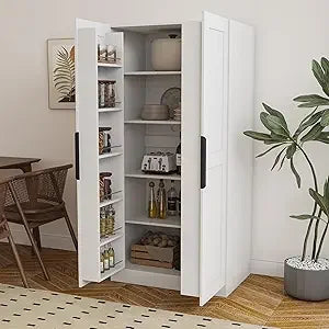 22 Inch Deep Kitchen Pantry Cabinet Organizer with Door Storage Shelves