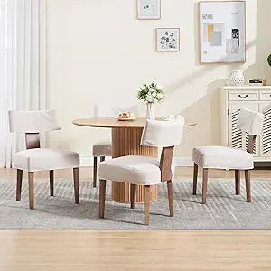Farmhouse Dining Chairs Set of 4 Mid Century Modern Upholstered Rattan