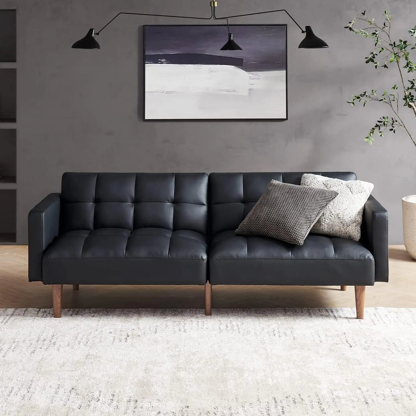 Ljustra 76.8" Modern Couch Sleeper Futon Loveseat Living Room