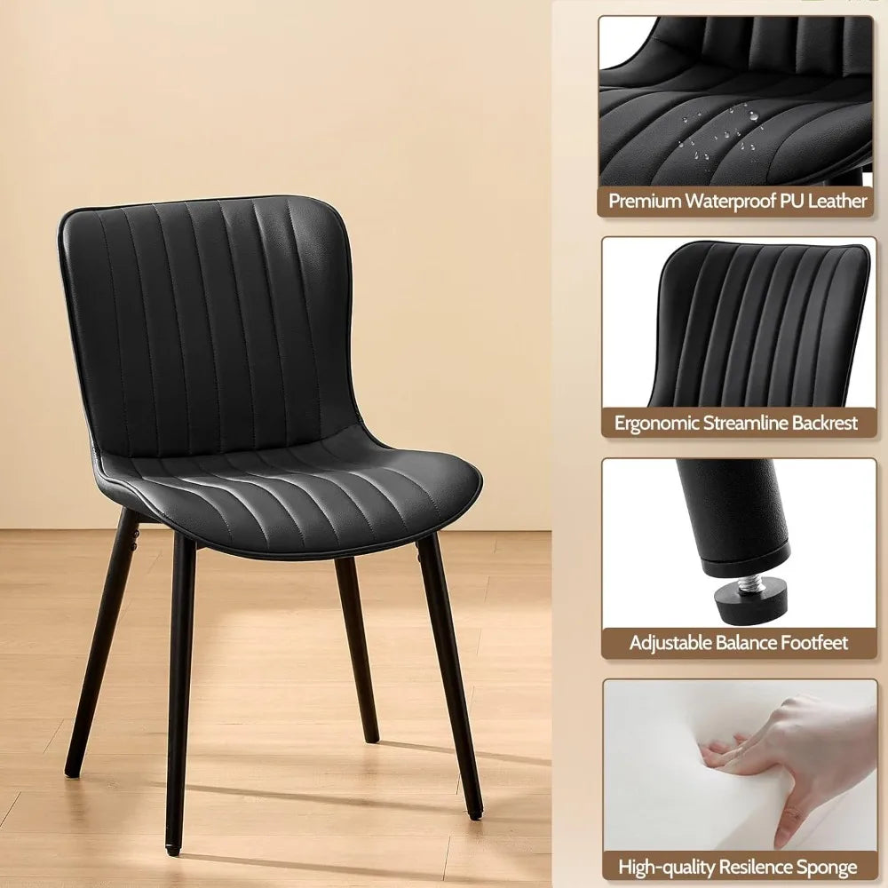 Modern Dining Chairs Set of 4 Upholstered Metal Legs Comfortable