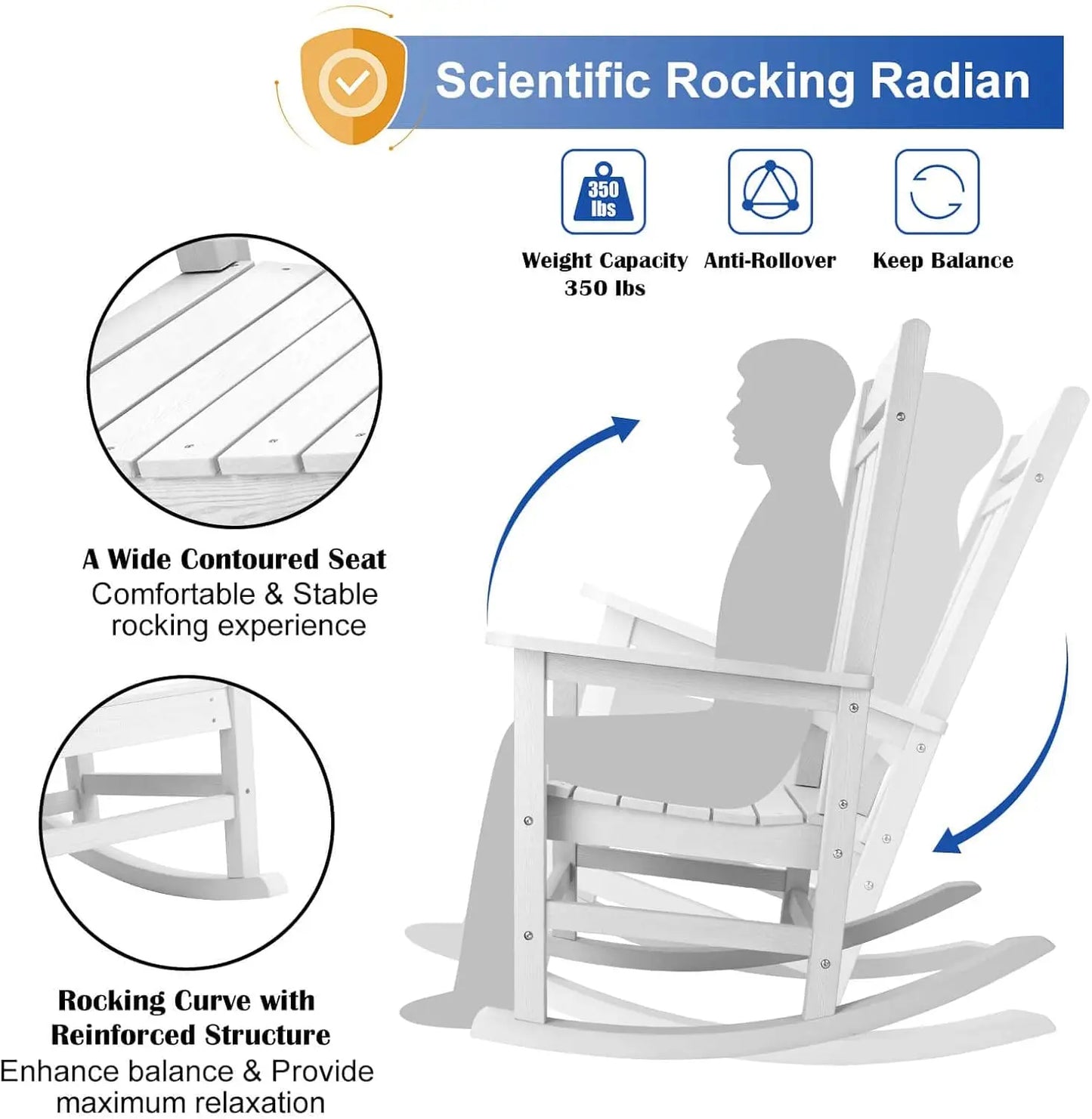 Outdoor Rocking Chairs Set of 2 All-Weather Patio Rocker Chair