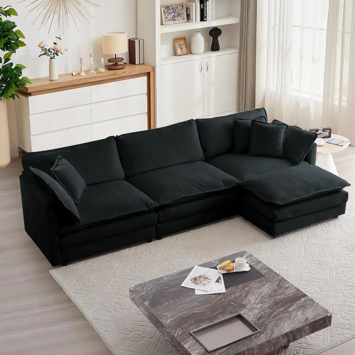 Ljustra Modular Sectional Sofa L-Shaped Couch 3-Seater with Ottoman