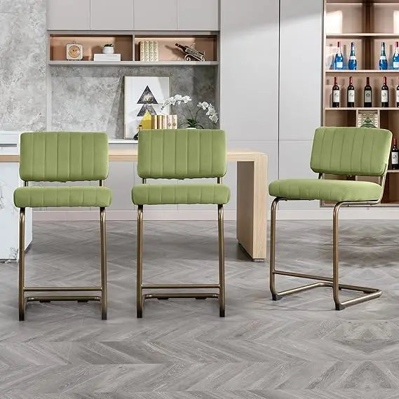 Set of 3 Modern Counter Height Bar Stools with Backrest for Kitchen