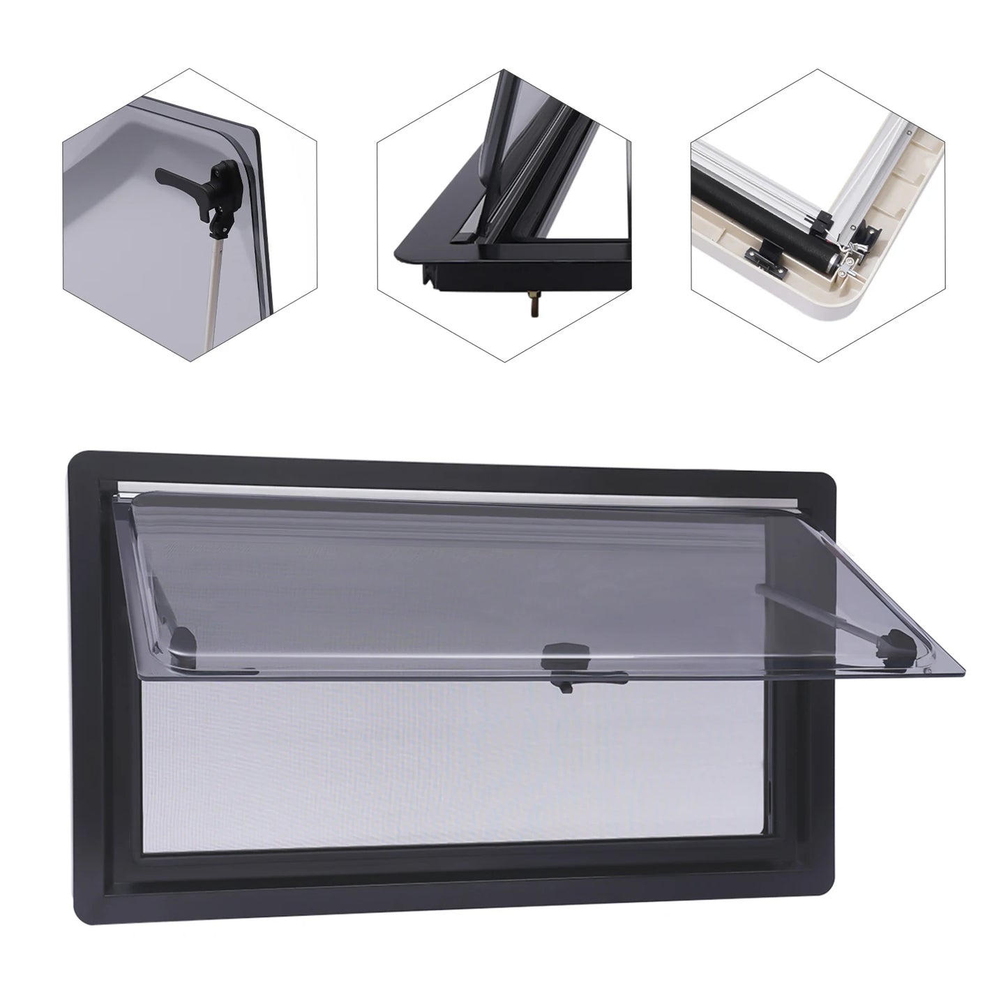 Caravan Sliding Ventilation Window 900x500mm Camper Skylight with Blind