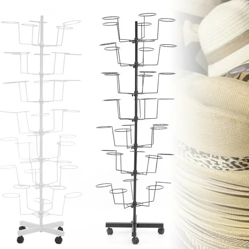 7-Tier Rotating Hat Rack with 35 Rests Durable Iron Easy Assembly