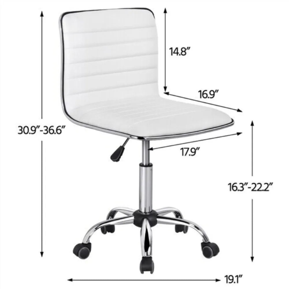 Low Back Armless Swivel Office Chair Ribbed Task Chair with Wheels