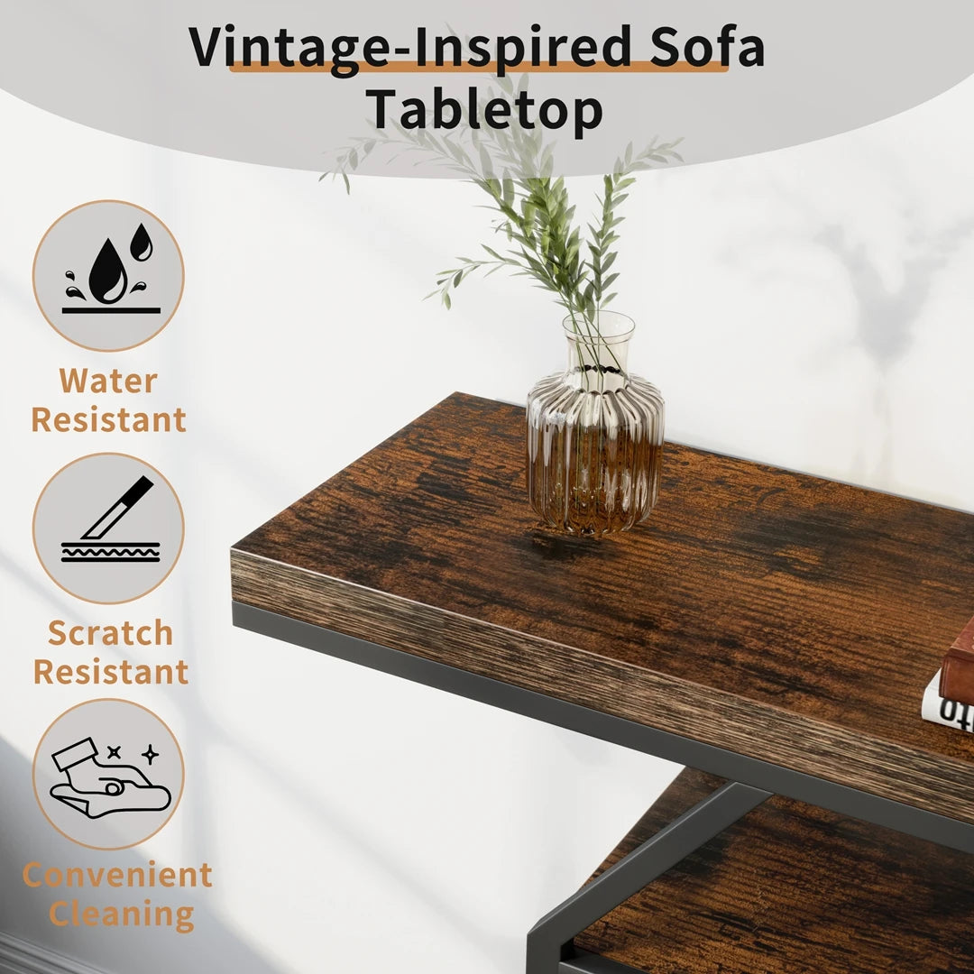 120cm Industrial Console Table 4-Tier Metal Shelves Entryway Storage