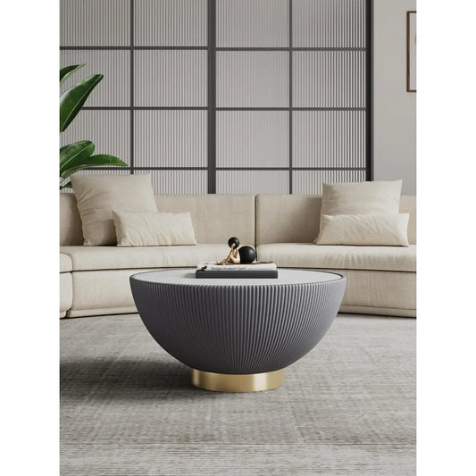 Anderson Modern Round Coffee Table Ceramic Marble Top Elegant Design