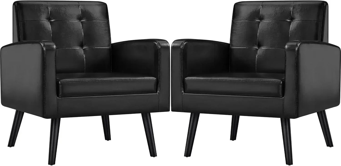 Mid-Century Modern Upholstered Armchair Living Room Chair Button Tufted