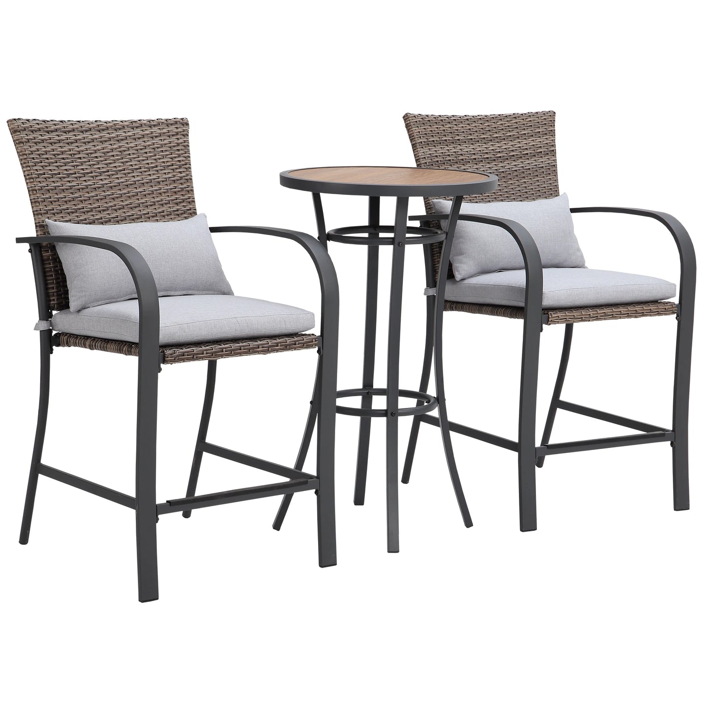 NAGA BAHNA 3pcs Patio Bar Set Rattan Wicker Outdoor Furniture