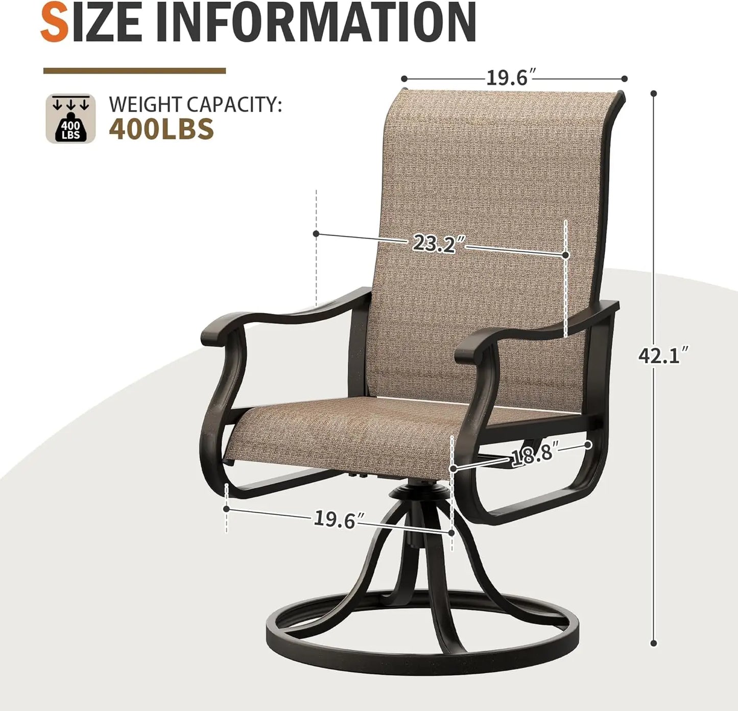 Patio Swivel Chairs Set of 4 Outdoor Dining Chairs Textilene Metal Frame