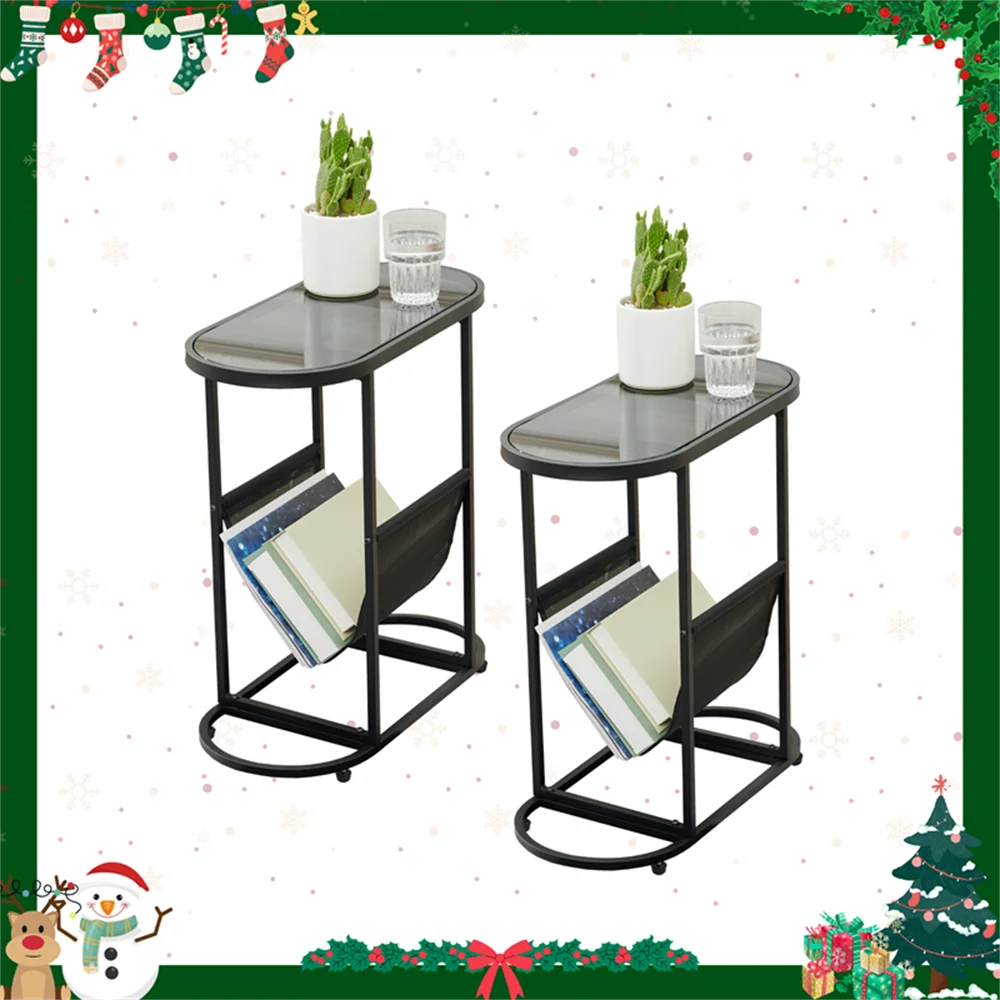 Narrow Side Table Set Slim End Tables for Small Spaces Living Room Bedroom