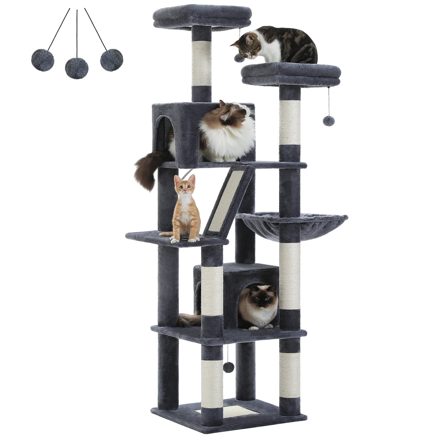 Multi-Level Cat Tree Indoor Tower with Scratching Posts Hammock Condo